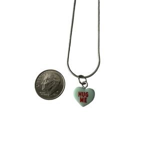HUG ME Pendant Necklace Conversation Heart Valentine 18” Snake Chain NWOT